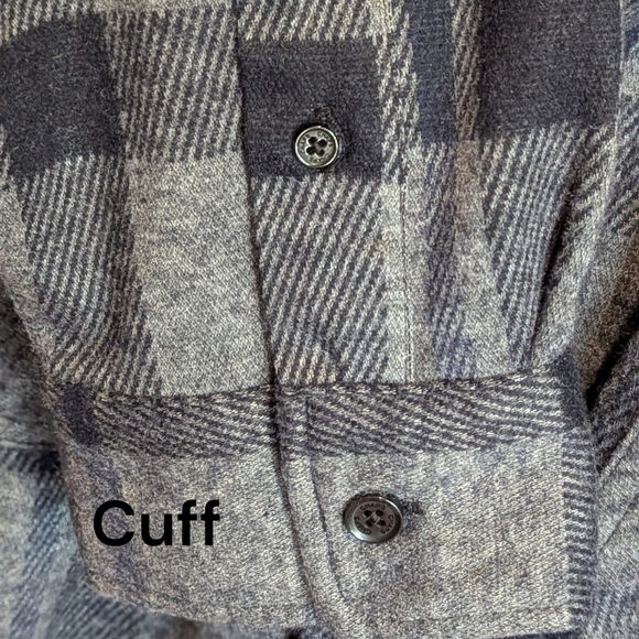 CHAPS | Lakeland Knit Plaid Flannel Shirt Jacket | Gray/Blue | Big & Tall XXL - Picture 9 of 11